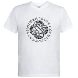 Мужская футболка  с V-образным вырезом Celtic Dragon and Runes - PrintSalon
