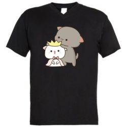 Мужская футболка  с V-образным вырезом Чиби котики - PrintSalon