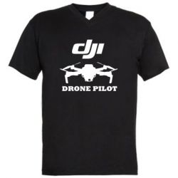Мужская футболка  с V-образным вырезом Dji Drone Pilote - PrintSalon