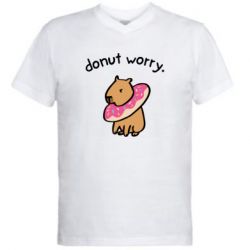 Мужская футболка  с V-образным вырезом Donut Worry - PrintSalon