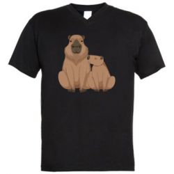 Мужская футболка  с V-образным вырезом Две капибары - PrintSalon