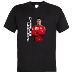Мужская футболка  с V-образным вырезом F1 Charles Leclerc - PrintSalon