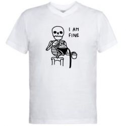 Мужская футболка  с V-образным вырезом I'm Fine... - PrintSalon