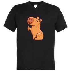 Мужская футболка  с V-образным вырезом Капибара лайк - PrintSalon