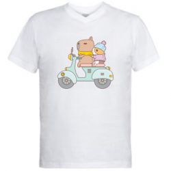 Мужская футболка  с V-образным вырезом Капибара и Морская свинка - PrintSalon