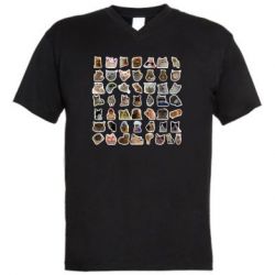 Мужская футболка  с V-образным вырезом Коты мем. - PrintSalon