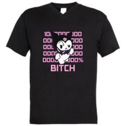 Мужская футболка  с V-образным вырезом Kuromi bitch - PrintSalon