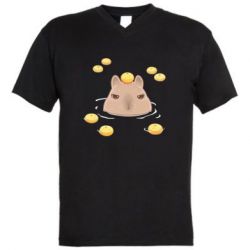 Мужская футболка  с V-образным вырезом Морда капибары - PrintSalon