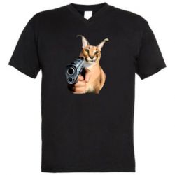 Мужская футболка  с V-образным вырезом Шлепа с пистолетом - PrintSalon