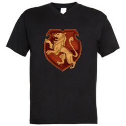 Мужская футболка  с V-образным вырезом Cтарая эмблема Гриффиндор - PrintSalon