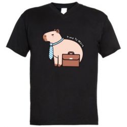 Чоловіча футболка з V-подібним вирізом Time To Work - PrintSalon