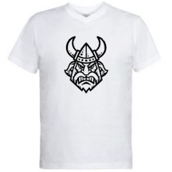 Мужская футболка  с V-образным вырезом Викинг в Шлеме - PrintSalon