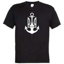 Мужская футболка  с V-образным вырезом ВМС Украины - PrintSalon