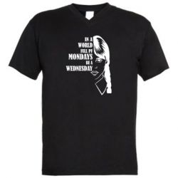 Мужская футболка  с V-образным вырезом Wednesday girl - PrintSalon