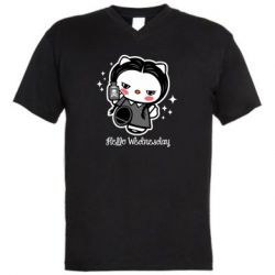 Мужская футболка  с V-образным вырезом Wednesday Hello Kitty - PrintSalon