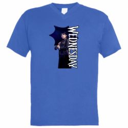 Мужская футболка  с V-образным вырезом Wendesday Addams - PrintSalon