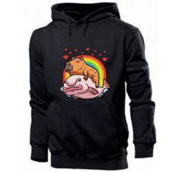 Мужское худи Капибара на рыбе - PrintSalon