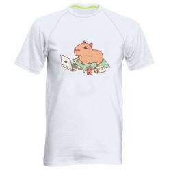 Мужская футболка для спорта Capybara With Laptop - PrintSalon