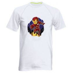 Мужская футболка для спорта Flying Iron man - PrintSalon