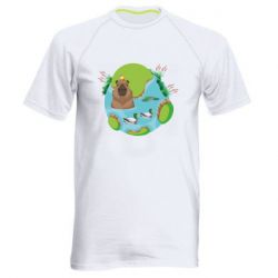 Мужская футболка для спорта Капибара в воде - PrintSalon