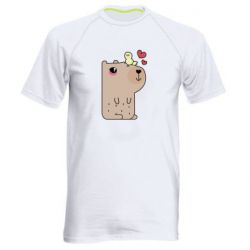 Мужская футболка для спорта Капибара с цыпленком - PrintSalon