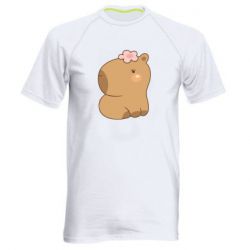 Чоловіча футболка для спорту Капібара з квіткою - PrintSalon