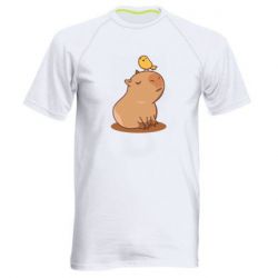 Мужская футболка для спорта Капибара с птичкой - PrintSalon