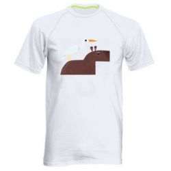 Мужская футболка для спорта Капибара с цаплей - PrintSalon