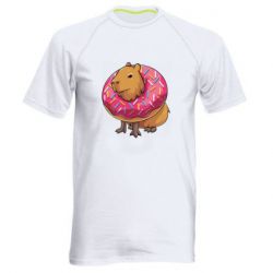 Мужская футболка для спорта Пончик с капибарой - PrintSalon