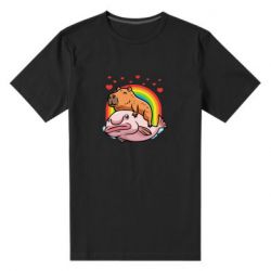 Мужская футболка премиум Капибара на рыбе - PrintSalon