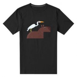 Мужская футболка премиум Капибара с цаплей - PrintSalon