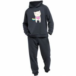 Мужской костюм Cute cat with heart - PrintSalon