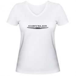 Женская футболка с V-образным вырезом Chrysler - PrintSalon