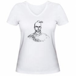 Женская футболка с V-образным вырезом Чубатий козак - PrintSalon