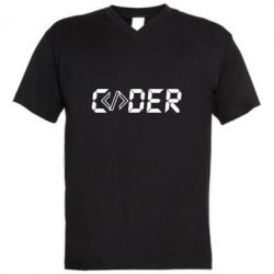 Чоловіча футболка з V-подібним вирізом Coder - PrintSalon
