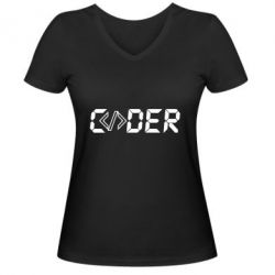 Жіноча футболка з V-подібним вирізом Coder - PrintSalon