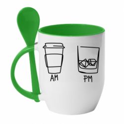 Чашка с ложкой Coffee and whiskey - PrintSalon