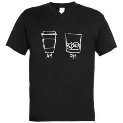 Мужская футболка  с V-образным вырезом Coffee and whiskey - PrintSalon