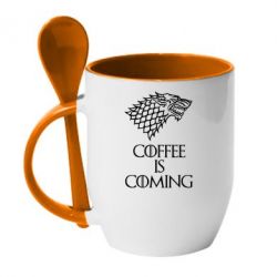 Чашка с ложкой Coffee is coming - PrintSalon