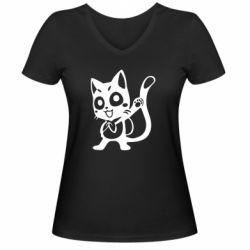 Женская футболка с V-образным вырезом Color cat Fairy Tail - PrintSalon