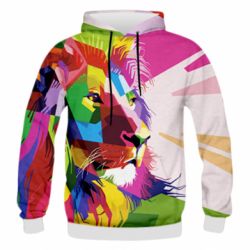 Мужское 3D худи Color lion