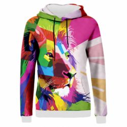 Жіноче 3D худі Color lion-PrintSalon Жіноче 3D худі Color lion