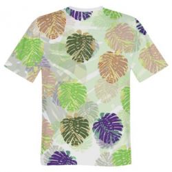Мужская футболка 3D Colored tropical leaves - PrintSalon