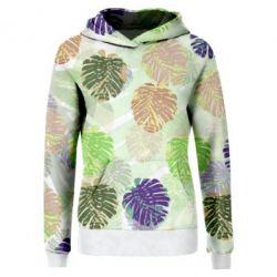 Жіноче 3D худі Colored tropical leaves-PrintSalon Жіноче 3D худі Colored tropical leaves