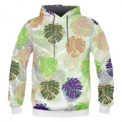 Мужское 3D худи Colored tropical leaves