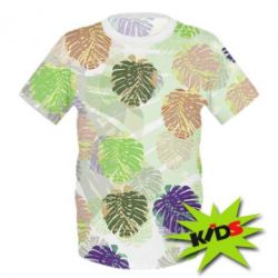 Детская 3D футболка Colored tropical leaves