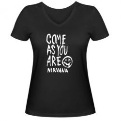 Жіноча футболка з V-подібним вирізом Come as you are Nirvana - PrintSalon
