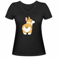 Жіноча футболка з V-подібним вирізом Corgi back - PrintSalon
