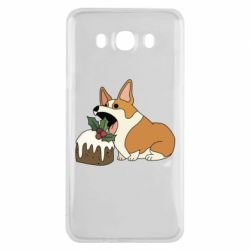 Чехол для Samsung J7 2016 Corgi loves winter holidays