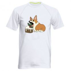 Чоловіча футболка для спорту Corgi loves winter holidays - PrintSalon